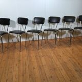 vintage chromed tubular steel stackable dining chairs