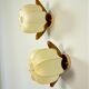 Paire de lampes murales italiennes "Cocoon", en résine et bois de pin, années 1970.