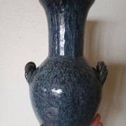 Accolay pottery Yonne - Double handle woven vase - Blue-grey glazed stoneware