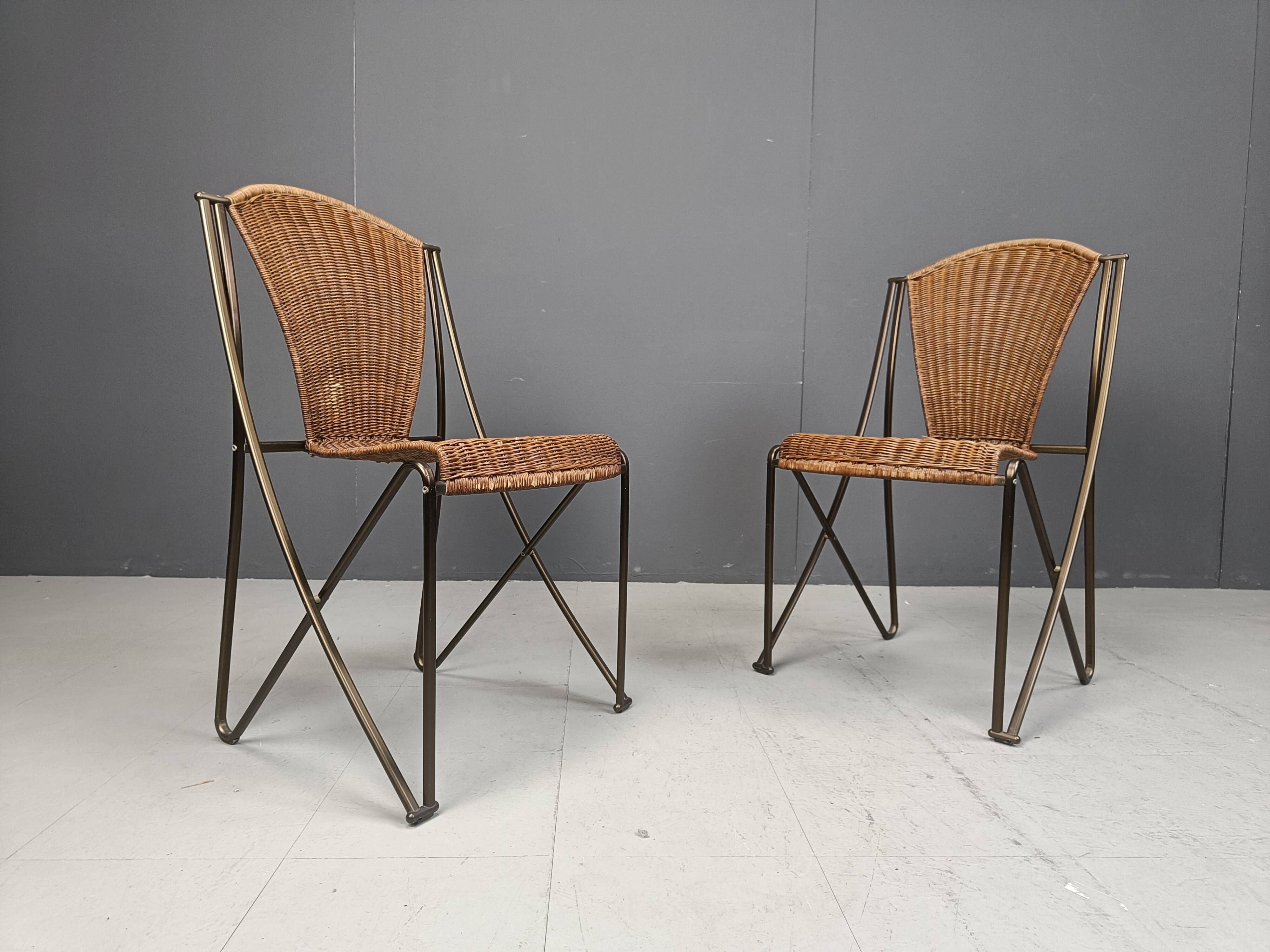 Set of 6 Abanica chairs in wicker by Oscar Tusquets for Aleph, 1990s