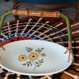 Plat à anse bois et fil scoubidou vintage