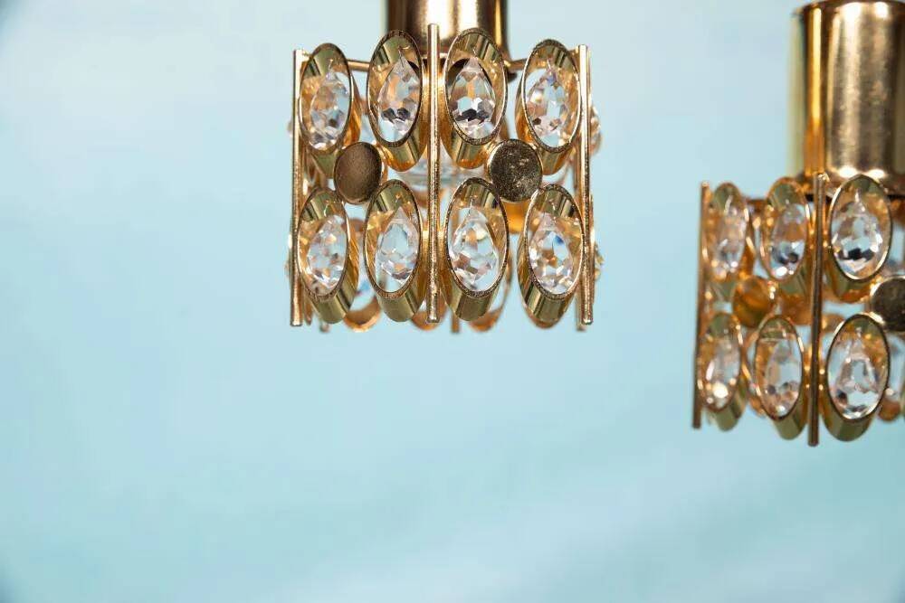 Vintage Palwa suspensions in brass & crystal