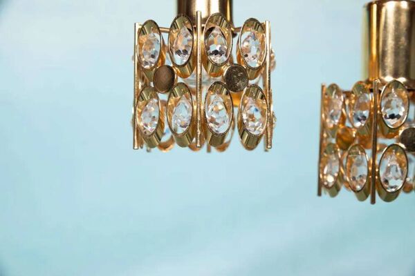 Suspensions Vintage Palwa en laiton & cristal