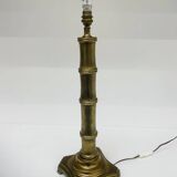 Vintage brass table lamp base in faux bamboo, 1970's