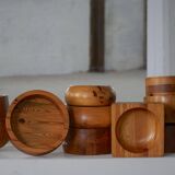 Set of 10 Scandinavian bowls in Swedish pine from the mid-century, made by Holmbergs & Varnamo, 1970s.