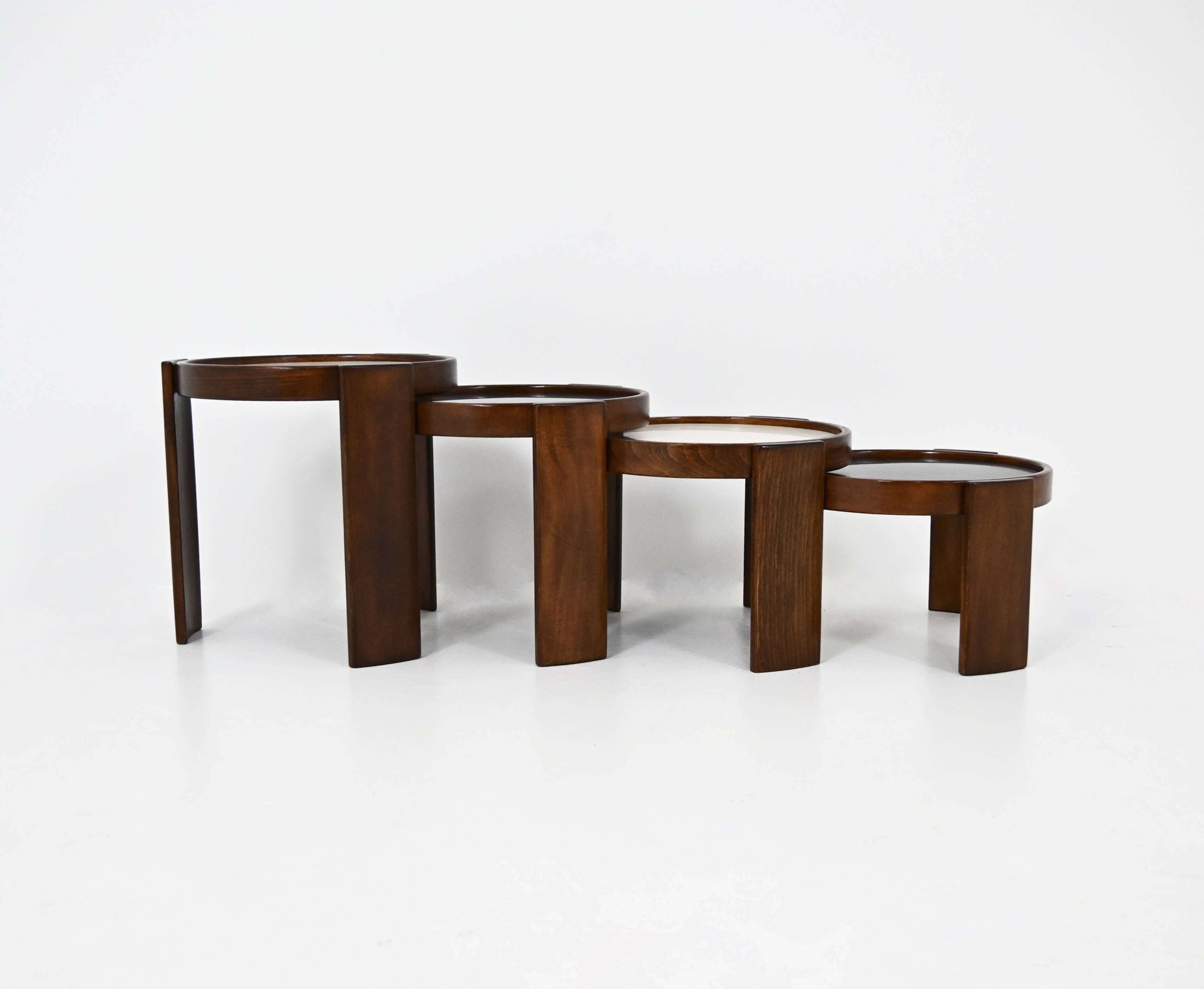 Nest tables model 780, created by Gianfranco Frattini for Cassina, year