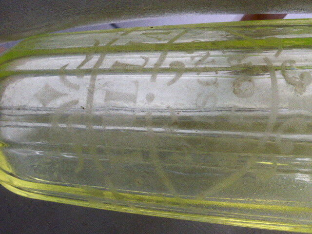 Siphon glass faceted yellow, blown, Art Deco period, dated 1934, FILLIAT, Maisons Alfort, very old and rare
