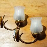2 tulip wall lights in gold metal