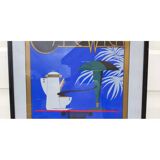 Screen-printed lithograph signed Charles Lepas 1980 Café Wien