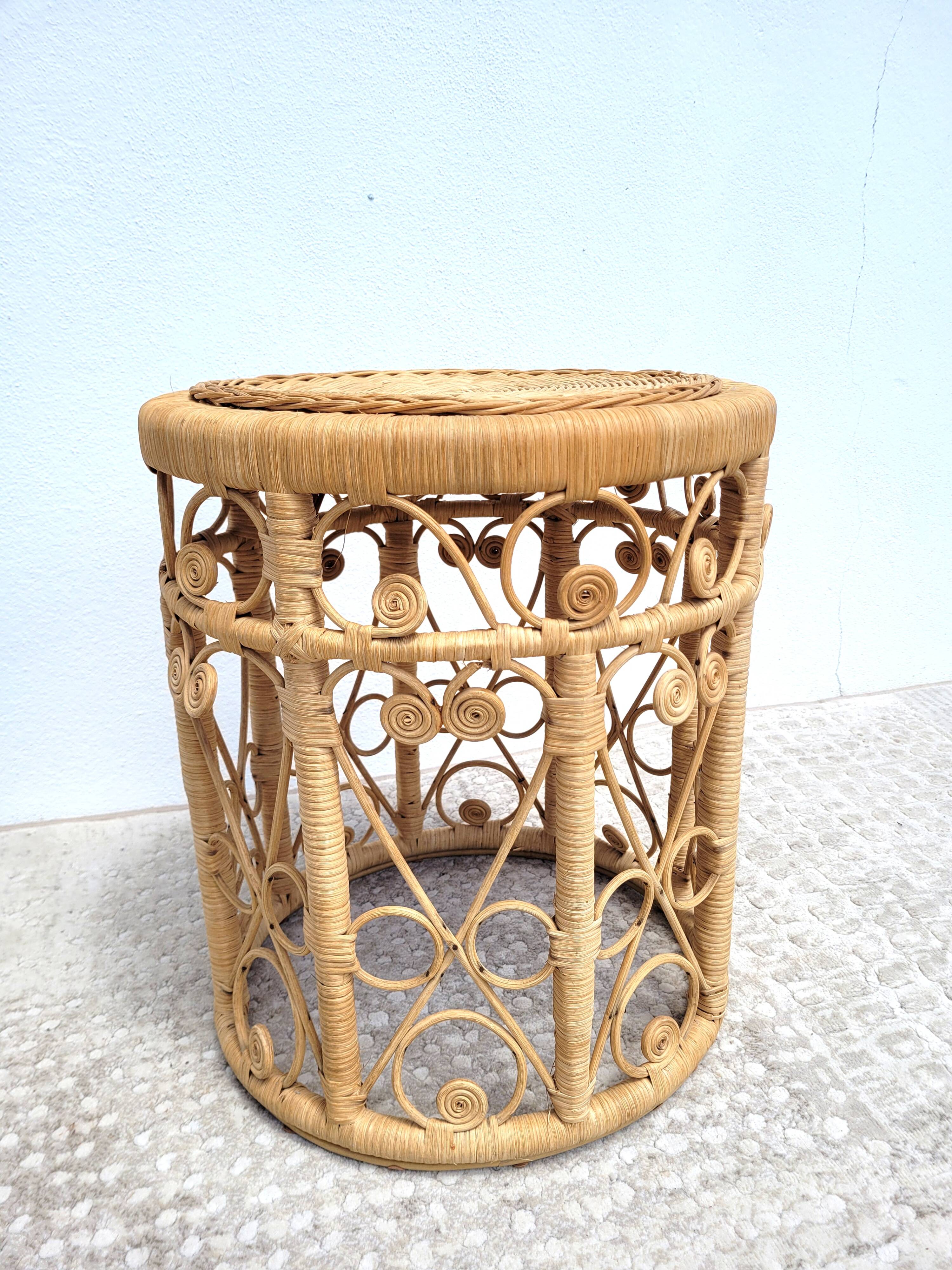 Peacock rattan side table
