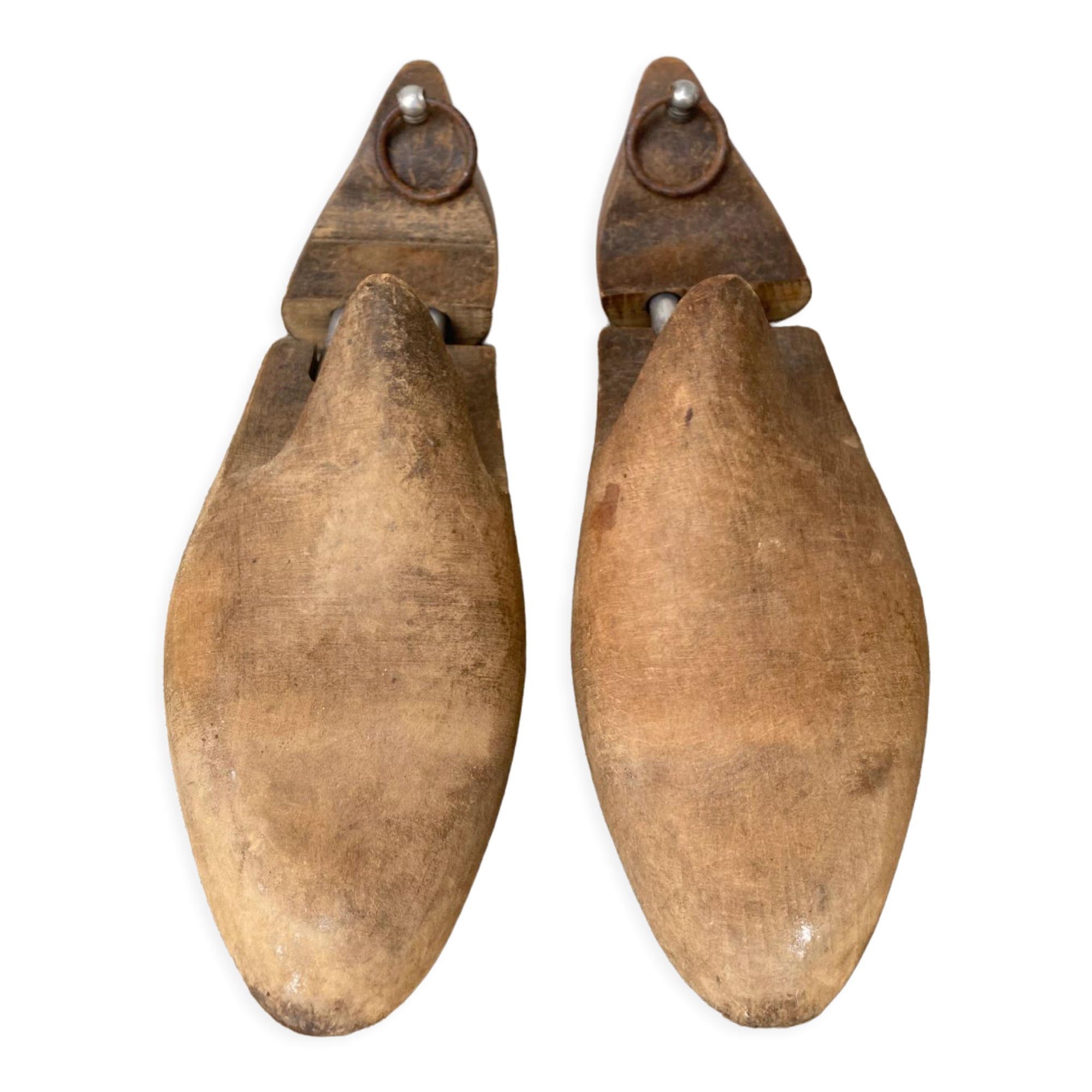 Old wooden shoe trees shapes vintage shoes