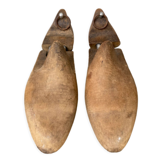 Old wooden shoe trees shapes vintage shoes