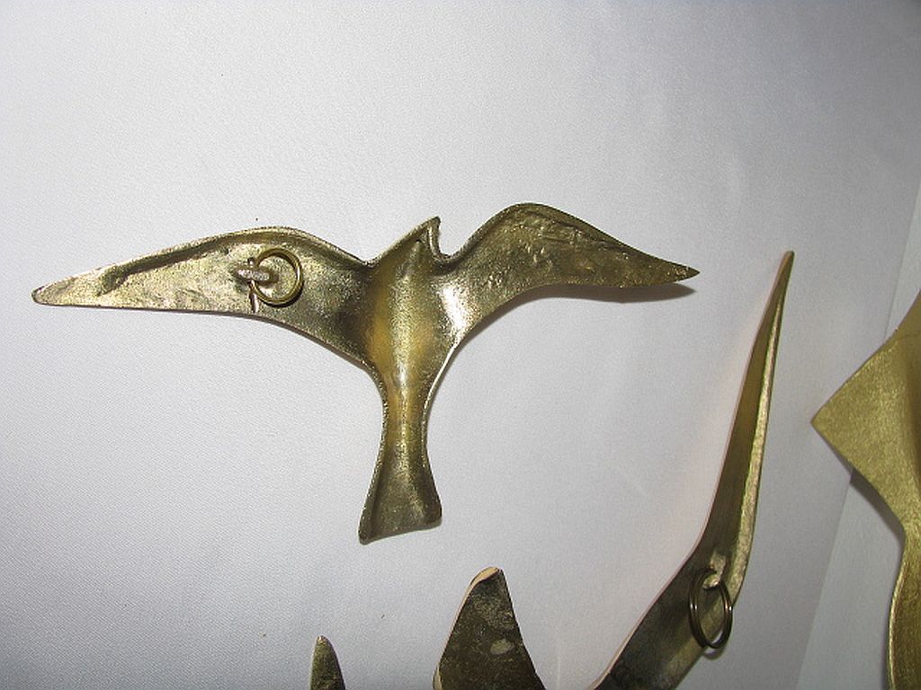 Wall Decoration Set 4 X Seagull / Swallow / Bird. Brass 70 / 80s