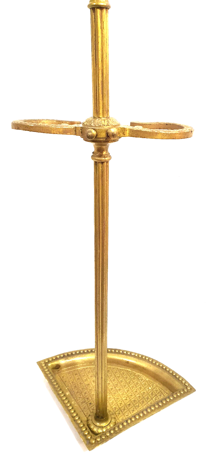 Old brass umbrella door triangular base mounted on column