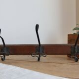 Vintage wooden wall hook – 3 metal hooks