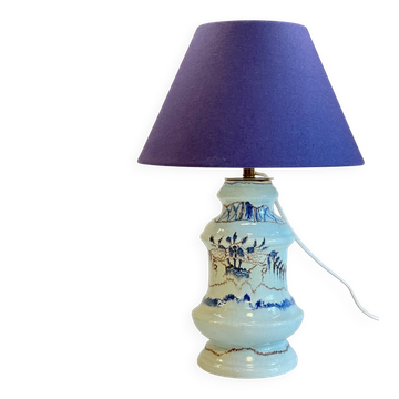 Lampe céramique bleue océan