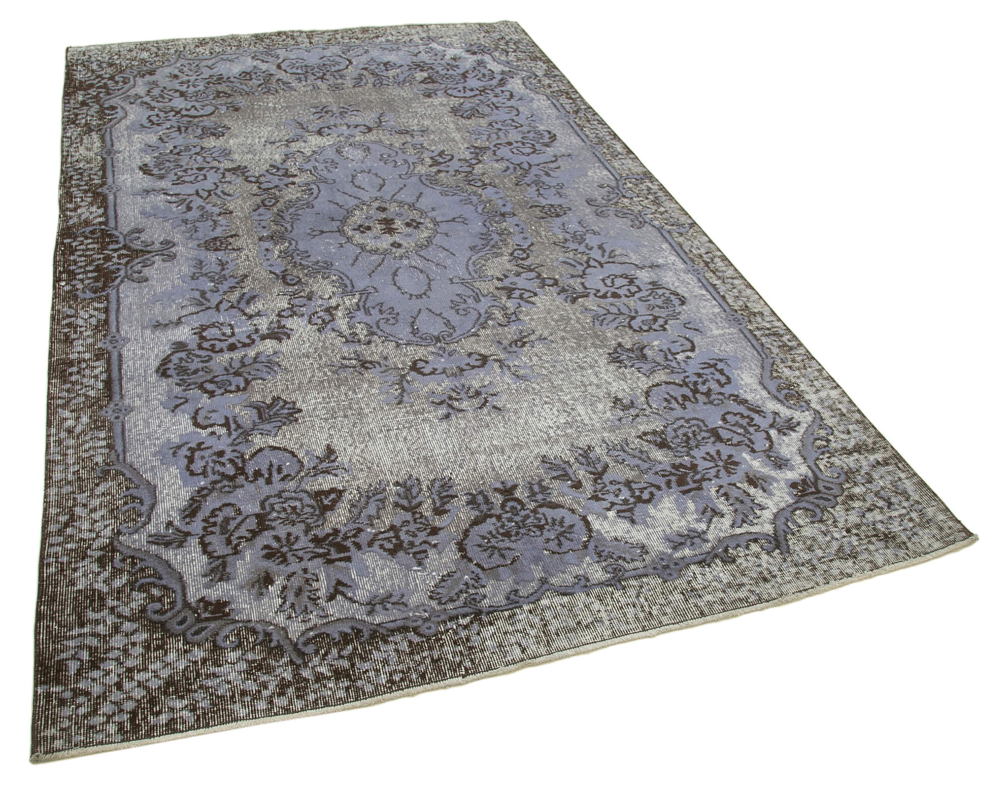 Hand-Knotted Bohemian Turkish 1970s 168 cm x 274 cm Grey Carpet