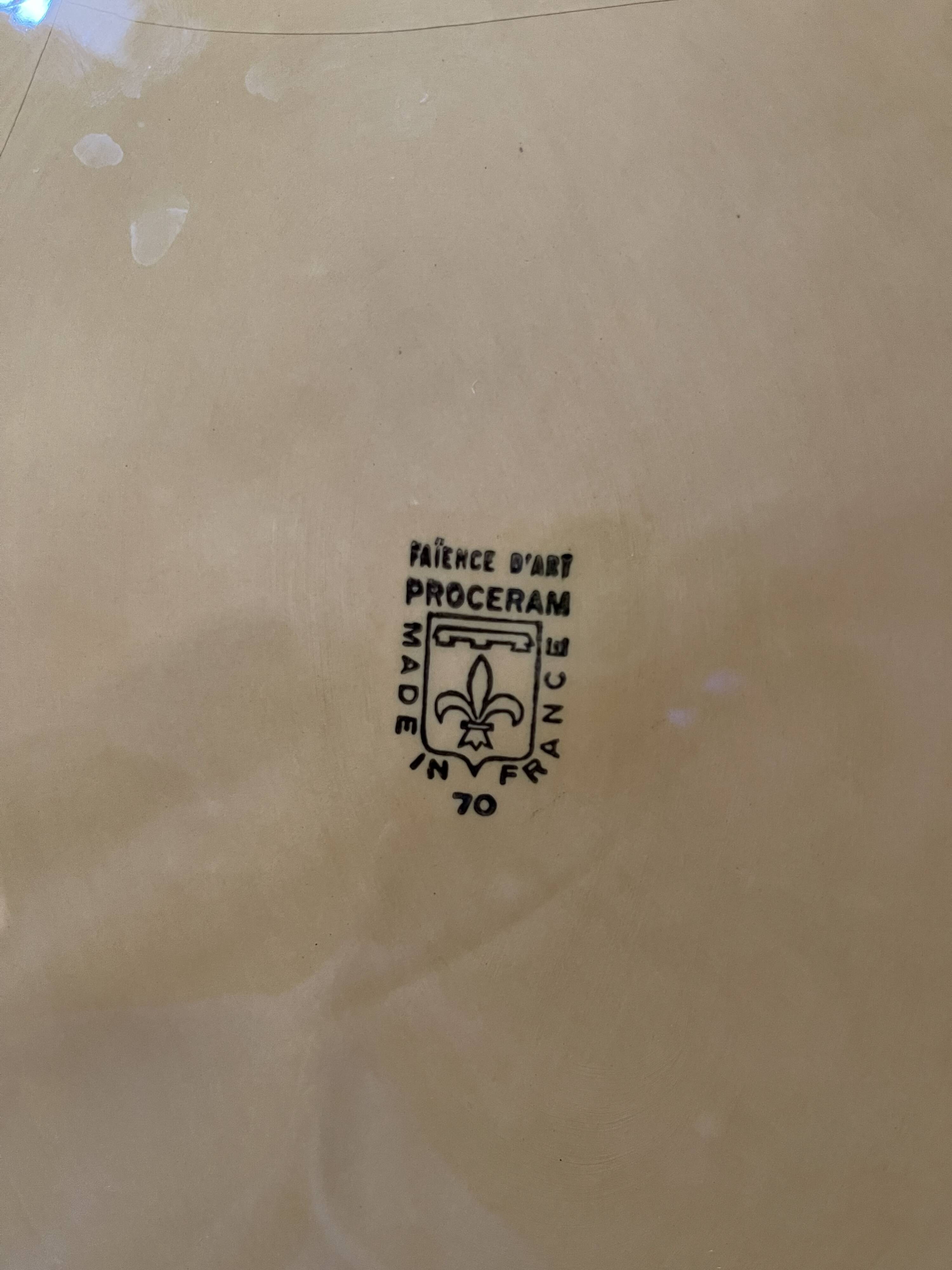 Fish kettle with lobster decoration in Proceram earthenware, 1970s