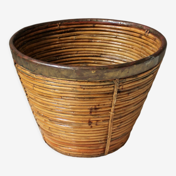 Vintage bamboo & brass basket