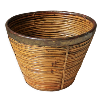 Vintage bamboo & brass basket