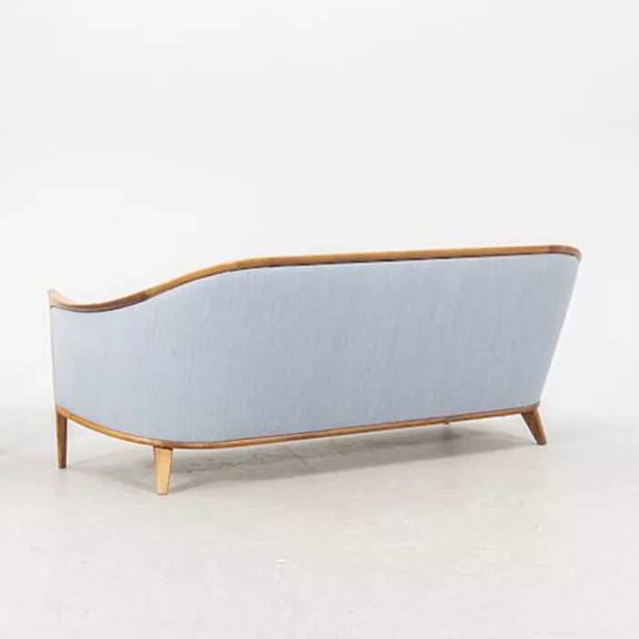Vintage Scandinavian 3-seater sofa in walnut, Bertil Fridhagen, stamped Bröderna Anderssons.