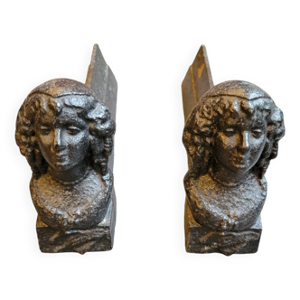 Cast iron andirons