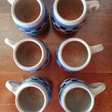 Lot 6 chopes - Grès d'Alsace - Damier bleu cobalt - Betschdorf V. SHMITTER