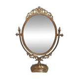 Brass table makeup mirror