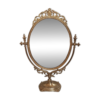 Brass table makeup mirror