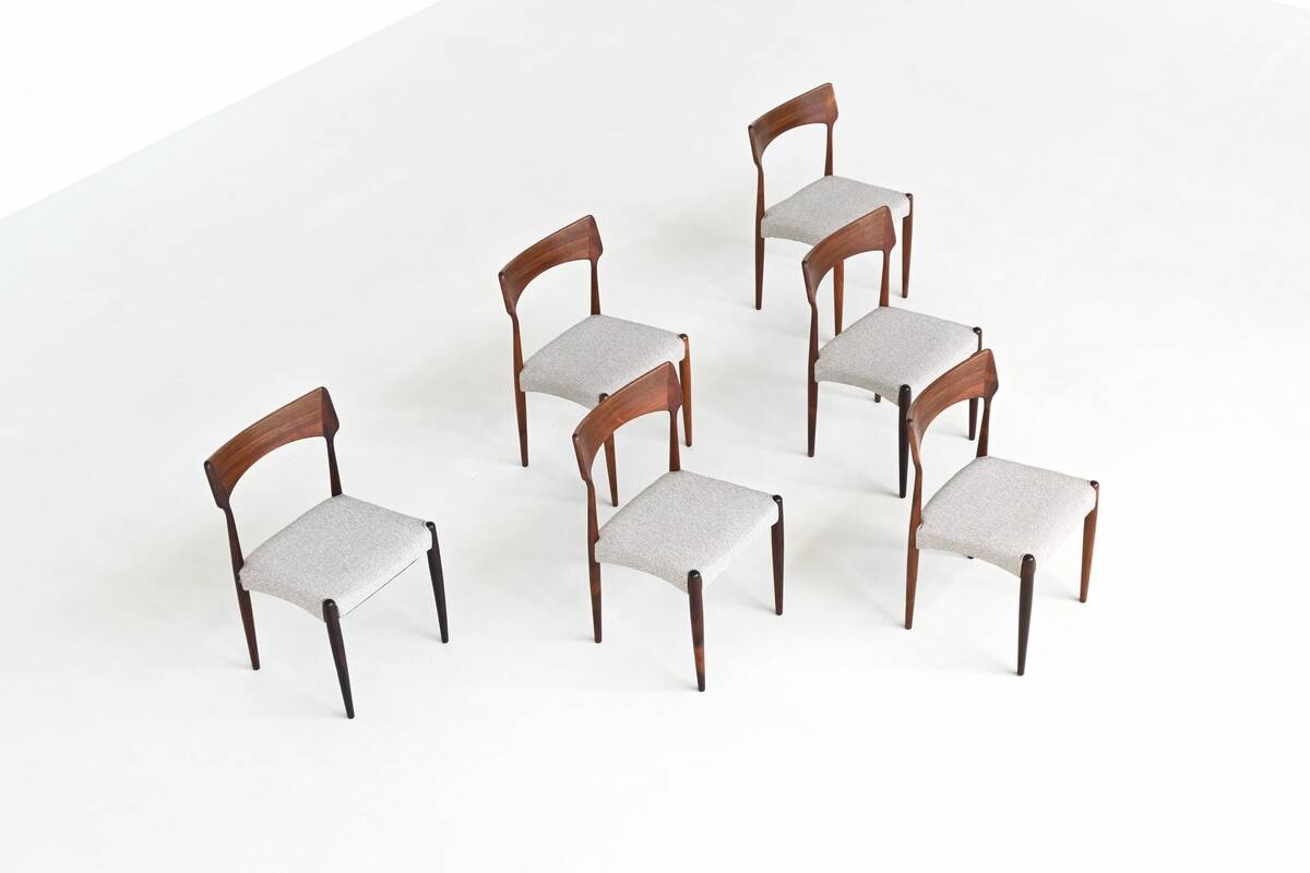 Bernhard Petersen dining chairs in rosewood by Christian Linnebergs, Denmark, 1960