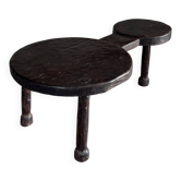 Table basse tripode minimaliste en teck massif à doubl