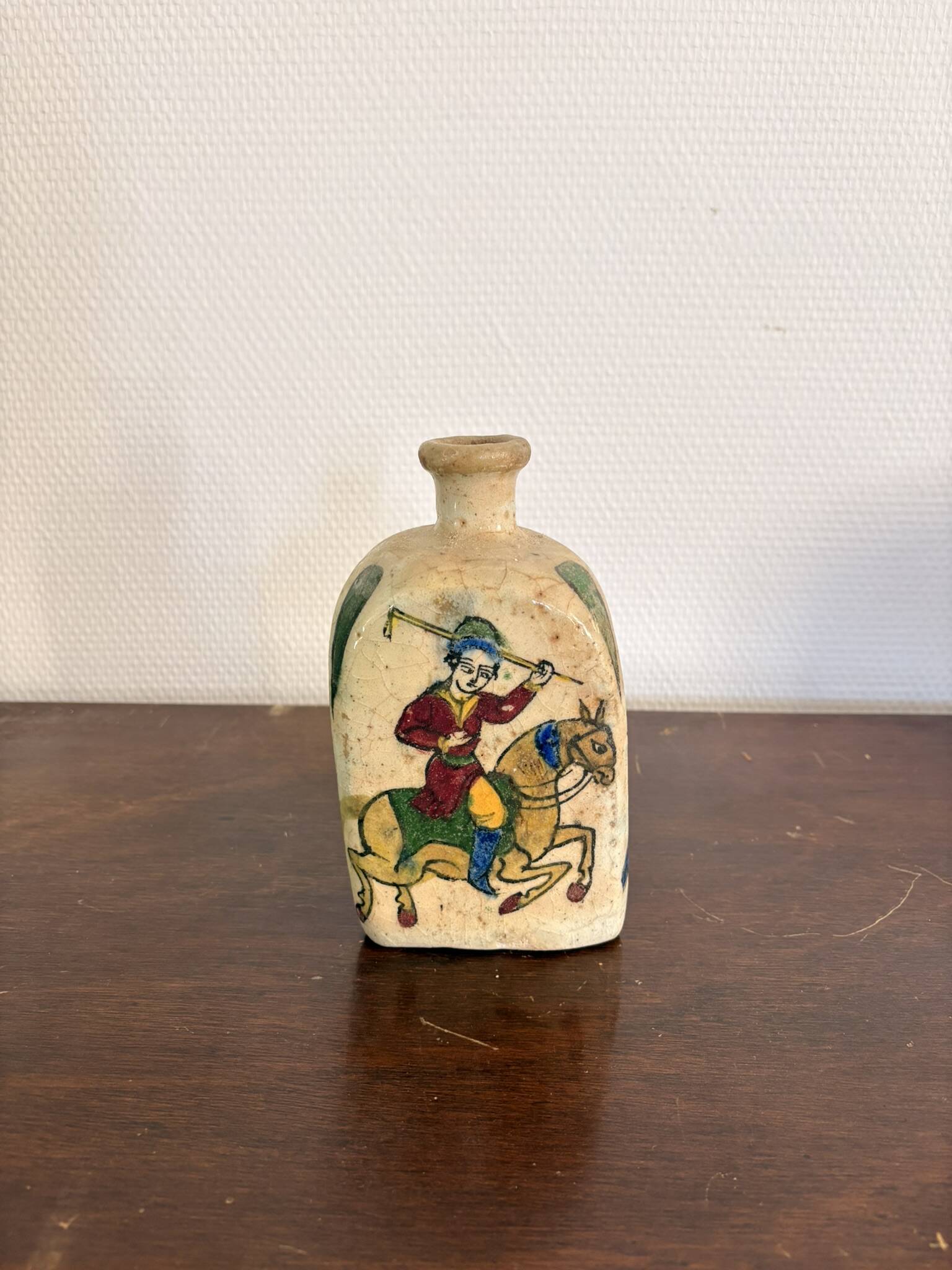 Ancient triangular vase perfume bottle Kohl Persian Qajar Iran Cavalier Gul O