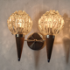 Applique murale double style scandinave - Verre moulé et teck - 1960
