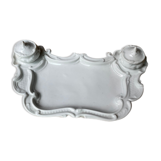 White ceramic inkwell