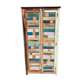 Bookcase - cabinet in colored wooden slats
