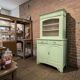 Vintage mint green wooden display/storage cabinet