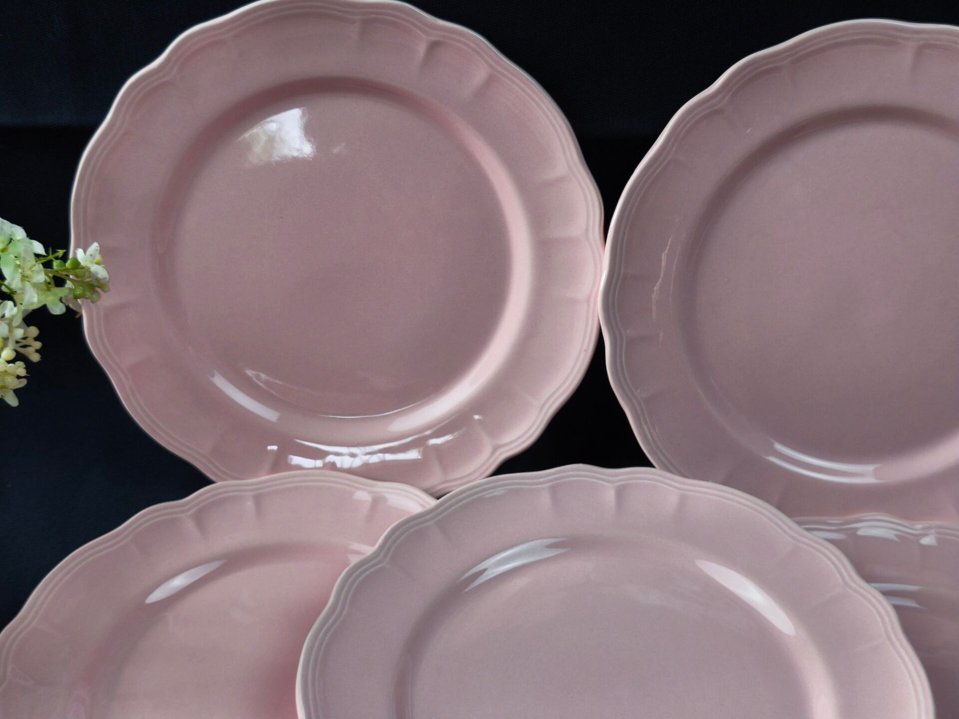 8 vintage dessert plates Salins powder pink – Ø 21.6 cm