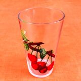 2 Verres décorés Poire / Cerise Reims France