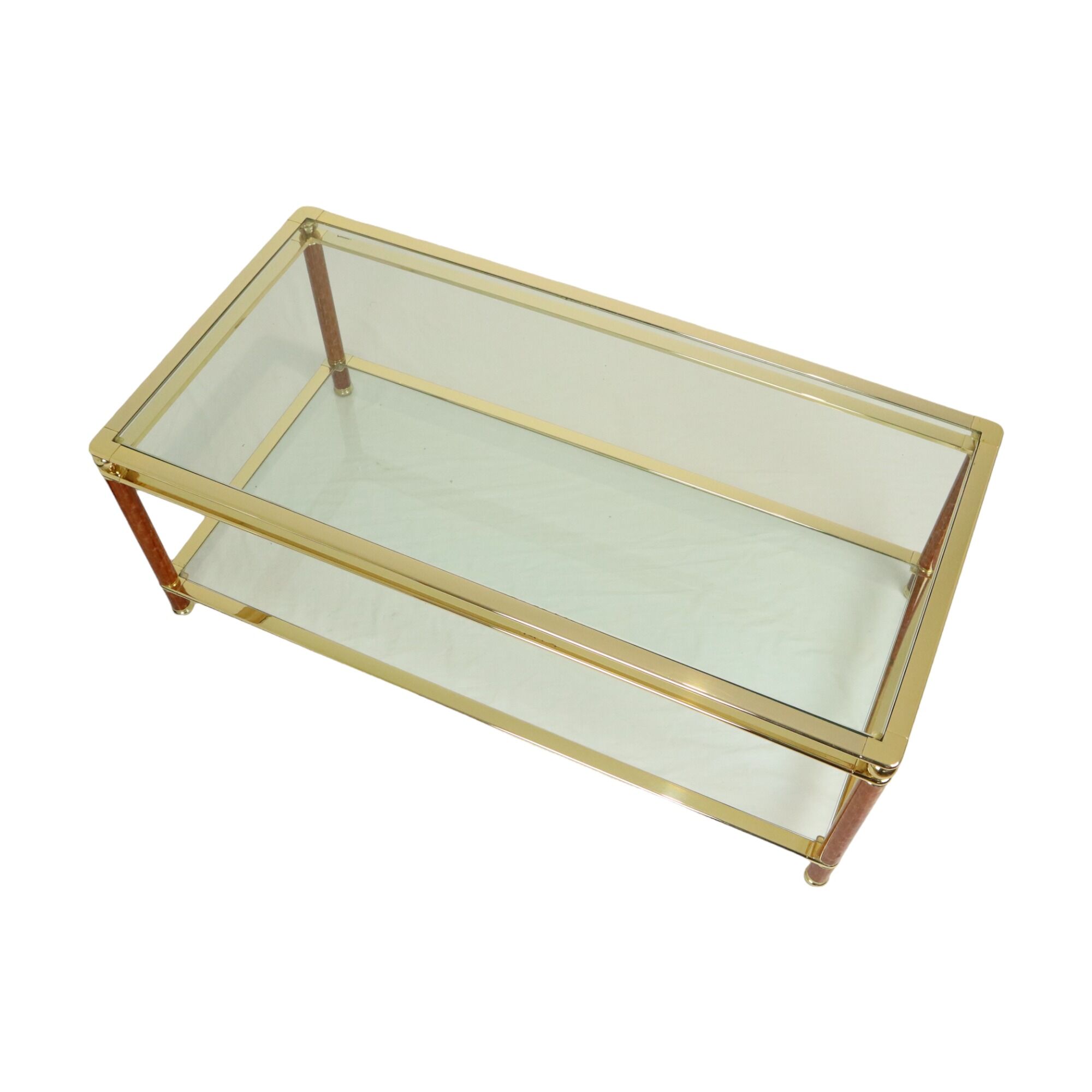 Coffee Table Italian Design Gold Plated Chrome Glass Orsenigo Hollywood Regency 120cm