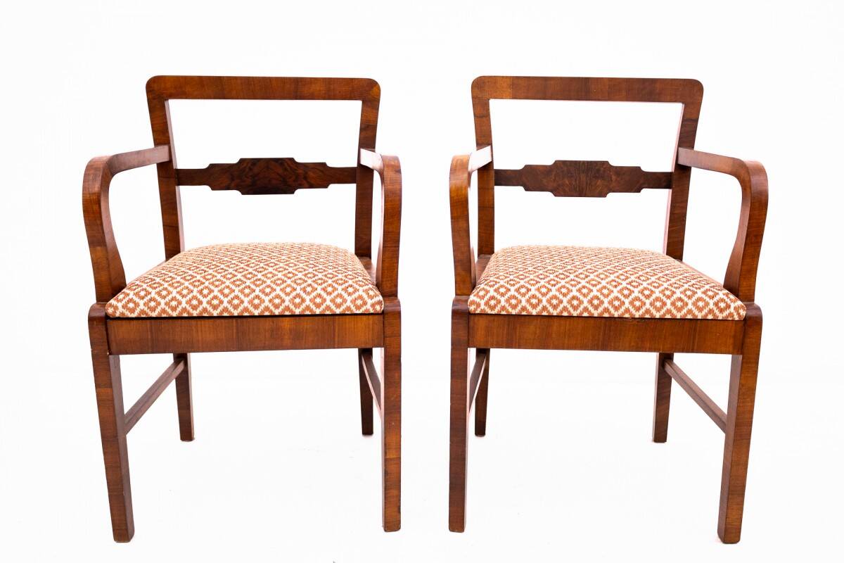 Pair of Art Deco armchairs from the 1940s, Poland.