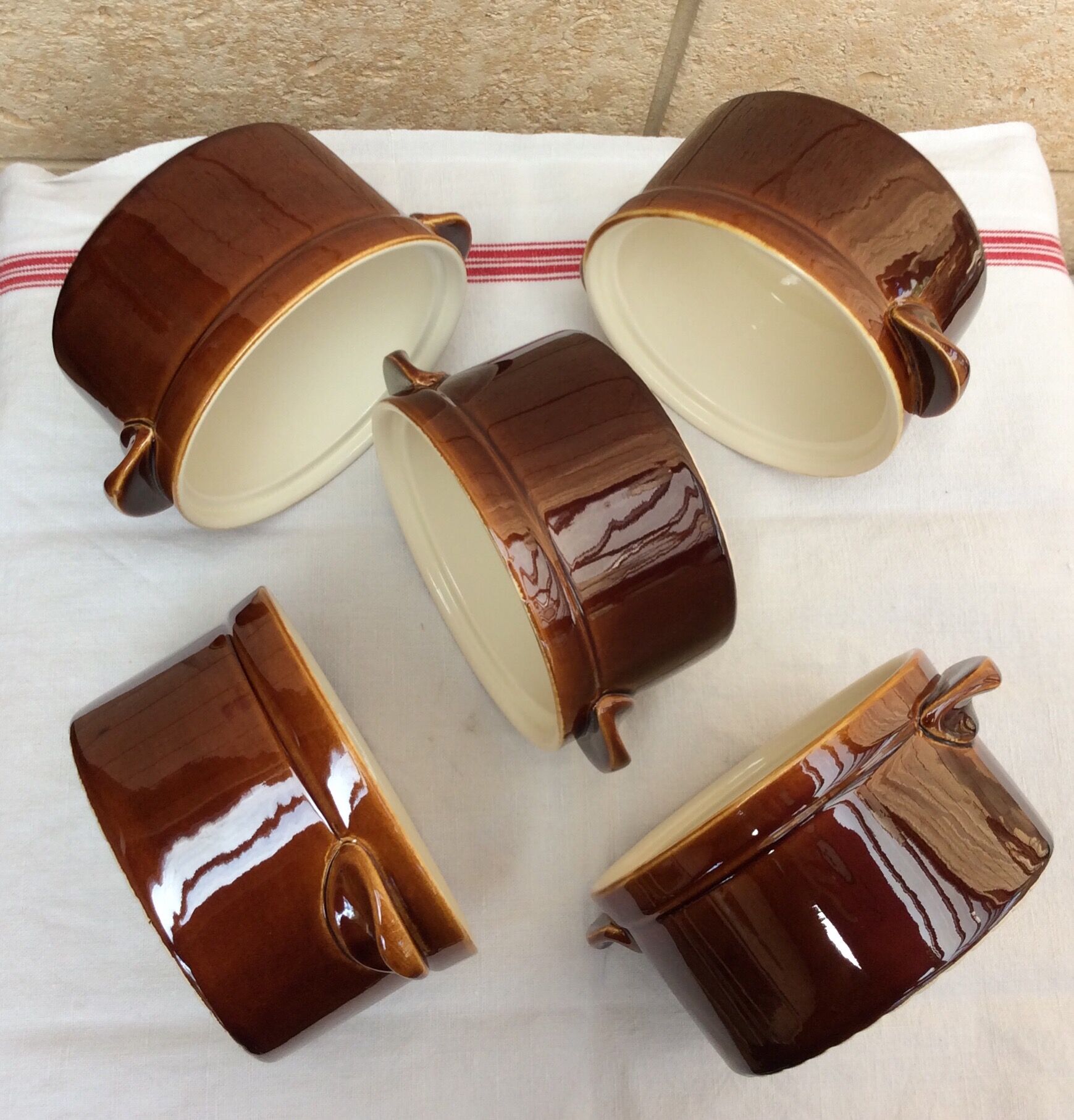 Set of 5 glazed ceramic pots villeroy & boch - vintage