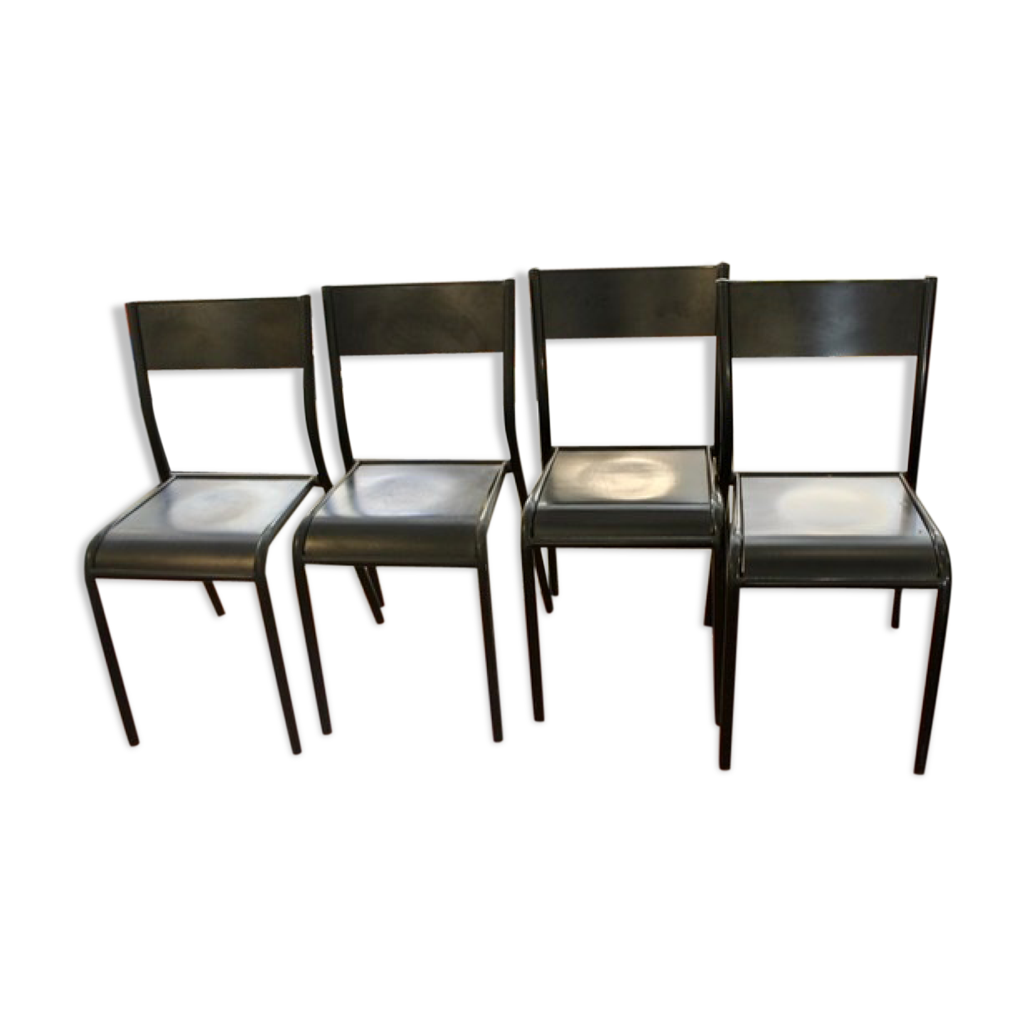 Série de 4 chaises d’école noires