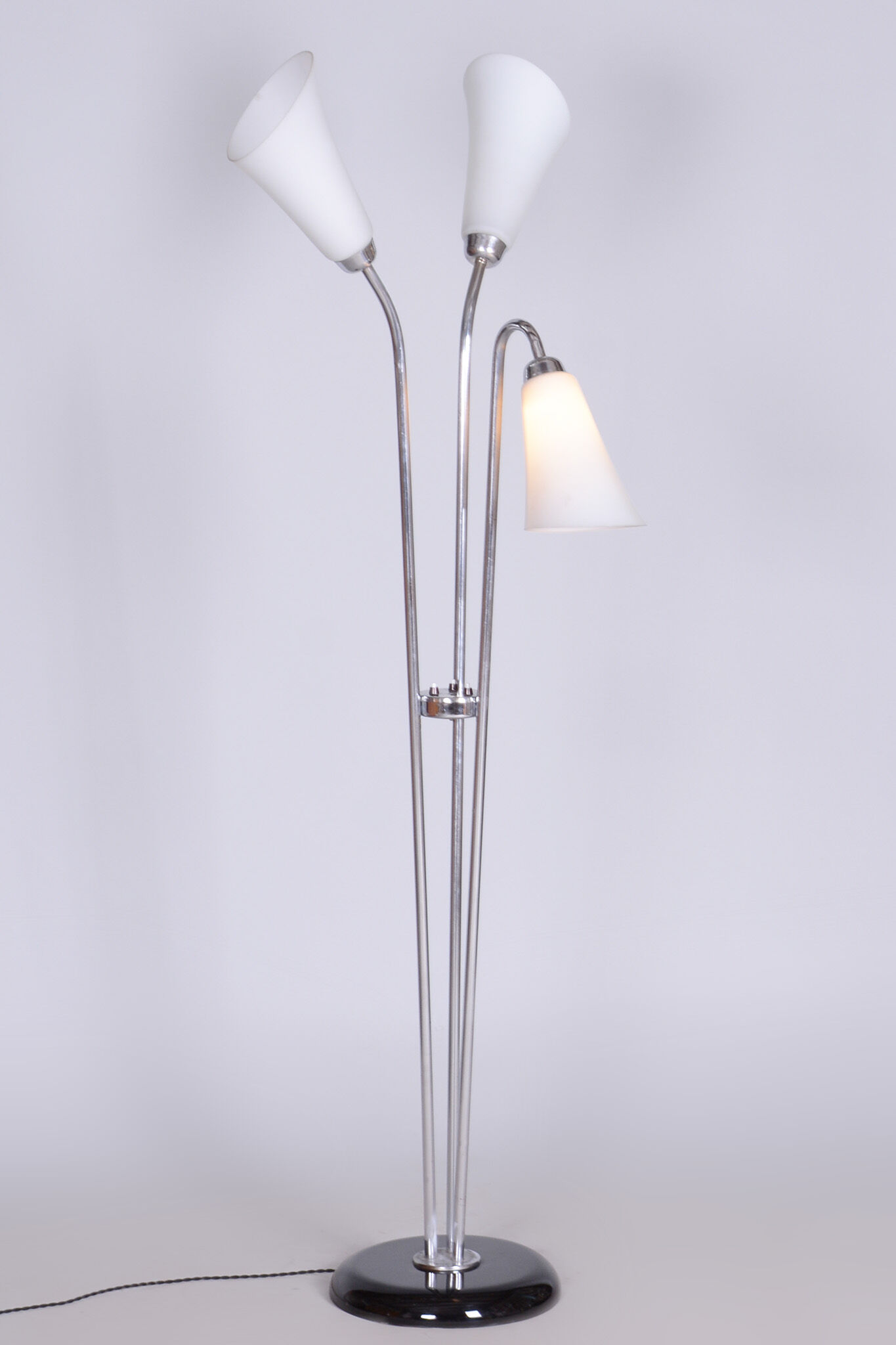 Restored ArtDeco Floor Lamp, Chrome-plated Steel, Czechia, 1930s