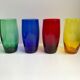 Lot de 4 verres à eau design en verre coloré années 70