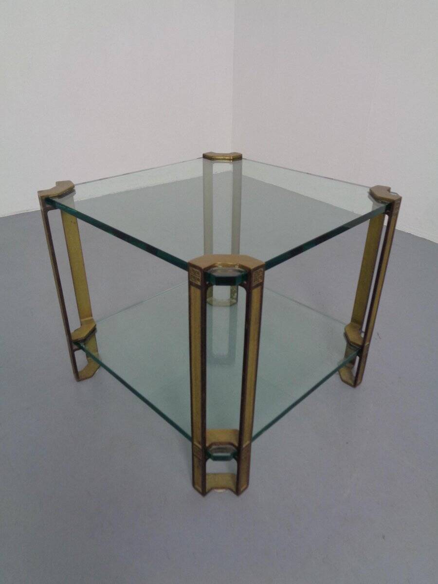 T24 Tempered Glass & Brass Coffee Table by Peter Ghyczy, Germany, 1970s