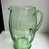 Art deco green glass pitcher / carafe 30s-40s