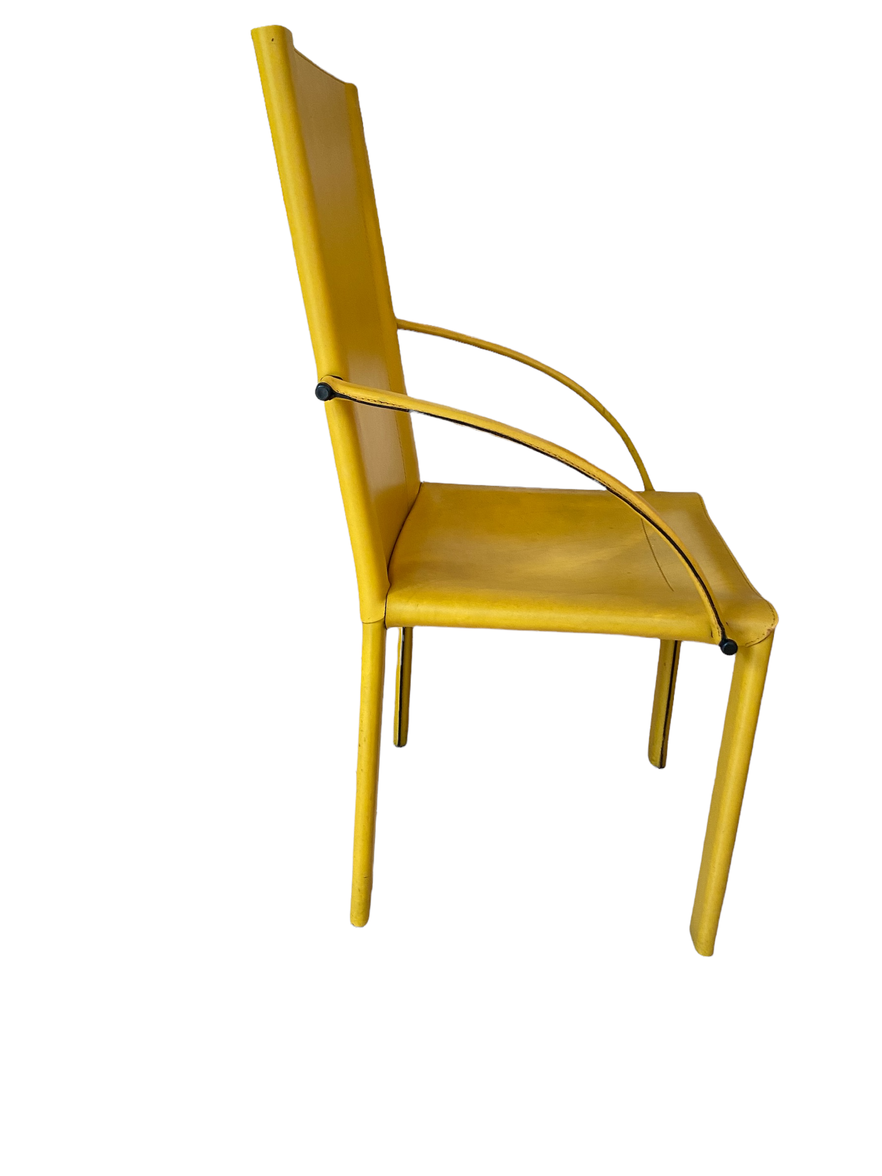Coral armchair in yellow leather by Matteo Grassi from the 1970s.