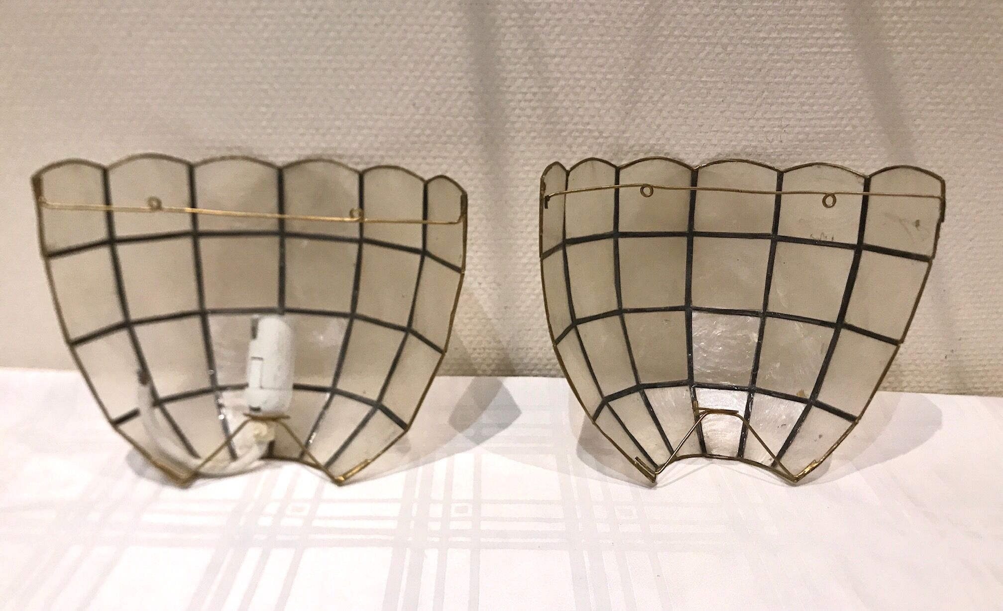 Pair of mother-of-pearl shell sconces