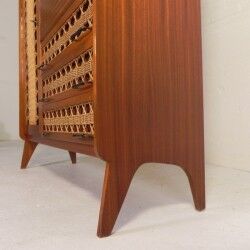 Vintage buffet, rattan and wood secretary from the 1960s.