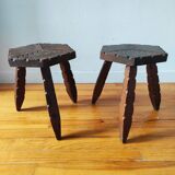 Pair of brutalist tripod stools 1955/60